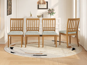 English Elm 2-piece Scandinavian Rubberwood Dining Chair Set with Curved Backrest and Padded Fabric Seat Light Brown N752P405934A