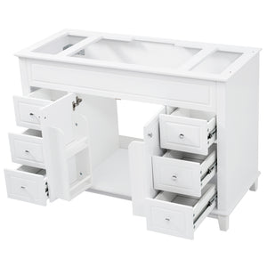 English Elm Christopher Knight Home® - 46" Bathroom Vanity Cabinet Only – 6 Soft-Close Drawers, Double Doors, Pine Legs, Open-Back Design N759P351752K