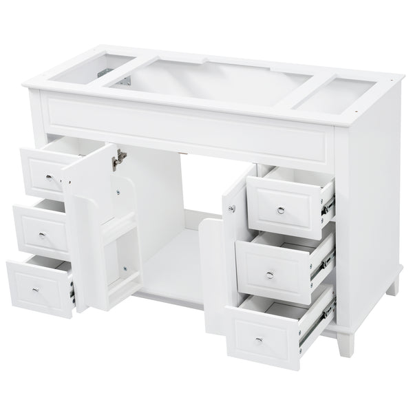 English Elm Christopher Knight Home® - 46" Bathroom Vanity Cabinet Only – 6 Soft-Close Drawers, Double Doors, Pine Legs, Open-Back Design N759P351752K