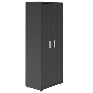 English Elm Rolling Metal Garage Cabinet with Locking Doors Diamond Texture Industrial Storage Charcoal Grey B365P398229