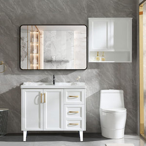 English Elm 30x40 Inch Metal Framed Rectangular Bathroom Mirror 4mm HD Glass Shatterproof Film Modern Design Black W2203P303033