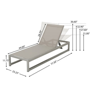 English Elm Christopher Knight Home® - Outdoor Chaise Lounge Set of 2 — Adjustable Aluminum Frame, Breathable Textilene Mesh Seating, Grey 77.5" 62397.00ECRMP2