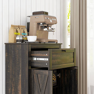 English Elm HOMCOM Rustic Farmhouse Sideboard Buffet Cabinet with Barn Doors, Drawer & Adjustable Shelves for Entryway Brown W2225P229128