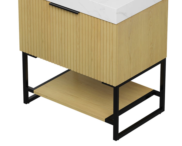 English Elm 30" Muri Oak Woodgrain Plywood Vanity Base Cabinet with Soft Close Doors W2615P338073