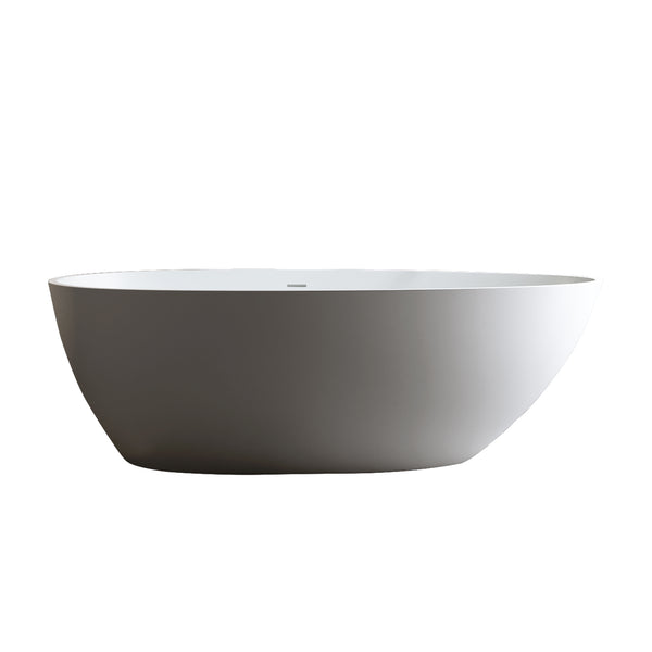 English Elm 59'' Freestanding Resin Stone Soaking Tub Sculptural Matte Finish with Overflow Drain W2753P191227