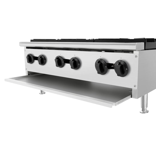 English Elm 180,000 Btu Six Burner Commercial Gas Hot Plate Stainless Steel Restaurant Range W3629P462154