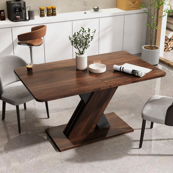 English Elm Multifunctional Extendable Console Dining Table with Geometric X Base Melamine Top W331S00179