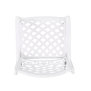 English Elm Christopher Knight Home® - Monterey Cast Aluminum 7-Piece Outdoor Dining Set in White — Floral Lattice Table, Rust-Resistant Elegance 54589.00WHI-6_57704.00WHI