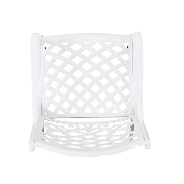 English Elm Christopher Knight Home® - Monterey Cast Aluminum 7-Piece Outdoor Dining Set in White — Floral Lattice Table, Rust-Resistant Elegance 54589.00WHI-6_57704.00WHI