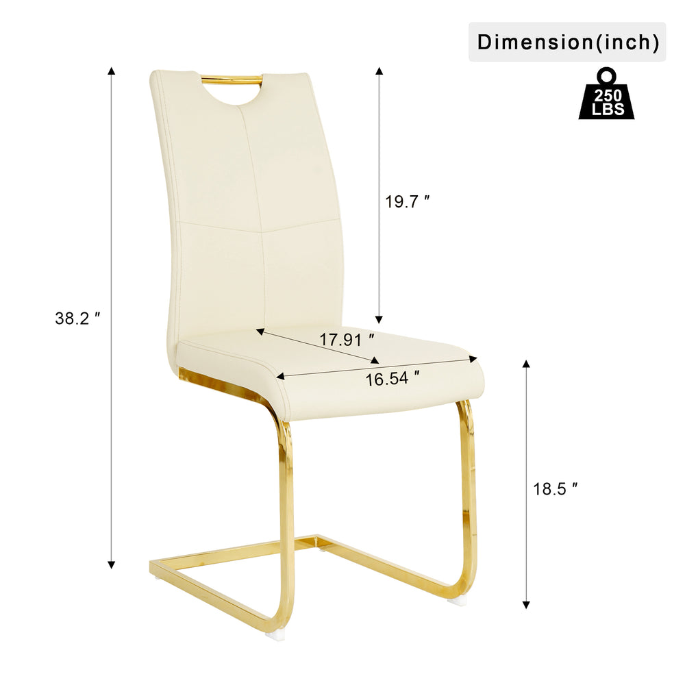 English Elm Modern Pu Leather Dining Chairs with Gold Legs Cushioned Seat for Kitchen or Bedroom W210P371641