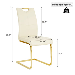 English Elm Modern Pu Leather Dining Chairs with Gold Legs Cushioned Seat for Kitchen or Bedroom W210P371641