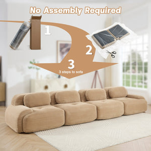 English Elm 4-seat Modular Corduroy Sectional Sofa Low Profile Ergonomic Living Room Seating Camel W714S01243