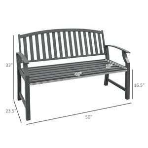 English Elm Outsunny 46" Classic Garden Bench - Durable Metal & Wood Look Design For Patios, Decks & Yards W2225P174065-GIGA