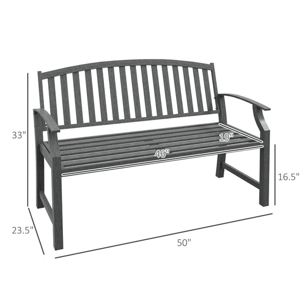 English Elm Outsunny 46" Classic Garden Bench - Durable Metal & Wood Look Design For Patios, Decks & Yards W2225P174065-GIGA