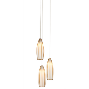 Parish Round Multi-Drop Pendant Light - Contemporary Antique Brass & White Glass Design for Elegance