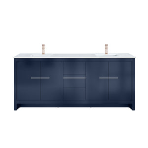 English Elm Navy Blue Double Bath Vanity With Cultured Marble Top & Rose Gold Faucet – Stylish Storage Solution! B2731P259552