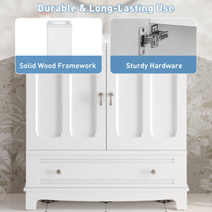 English Elm 30" Modern Bathroom Vanity with Ceramic Sink, Solid Wood Frame, Soft-Close Drawer & Adjustable Shelf White N710P293306K