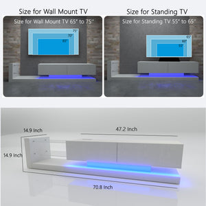 English Elm [new New Update Led Tv Stand with Power Outlet Fits 75 Inch Screens Modern Console White W1701P413007