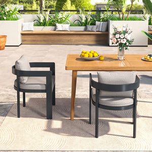 English Elm Christopher Knight Home® - Elko Aluminum Dining Chairs Set of 2 — Dark Gray Rust-Resistant Frames with Plush Beige Cushions N775P210128B