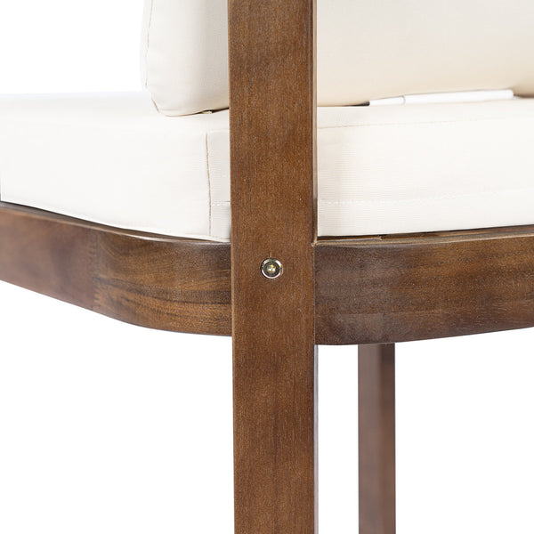 English Elm Acacia Wood Outdoor Dining Chairs Set of 2 Sculpted Patio Seating with Cushions Brown,Cream N768P373124B