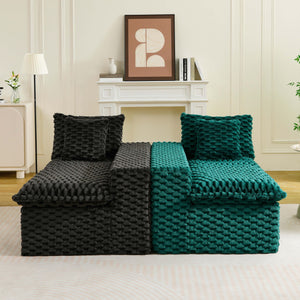 English Elm Luxury Color-Block Turtle Velvet Sofa - Versatile & Stylish Seating For Cozy Living Room Gatherings W3371S00052