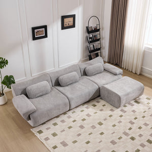 English Elm Modular Chenille Deep Seat Sectional Sofa with Bamboo Frame for Living Room Lounge Grey W1829S00072