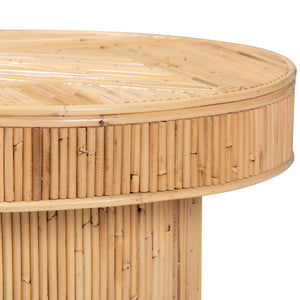 English Elm Modern Rattan Woven Mahogany Two-tier Round End Table for Bohemian Living Spaces B2750P420401