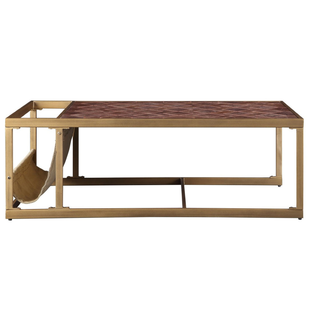 English Elm Retro Brown Coffee Table With Integrated Magazine Holder - Stylish, Durable, And Functional Design B062P209086-GIGA