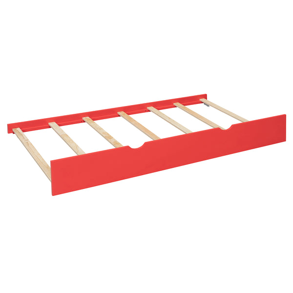 English Elm Full Size Wood Daybed with Twin Trundle Desk and Usb Charging for Teen Rooms Red LT000262AAR