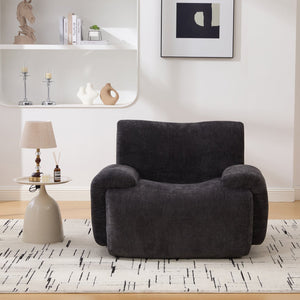 English Elm 42" Oversized Chenille Accent Chair Deep Foam Seat Lounge Armchair for Living Room Black W3118P453261