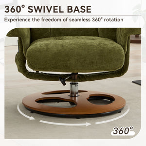 English Elm 010-Ergonomic Recliner Chair with Ottoman Green - 140° Adjustable Swivel Seat, Heated & 5-Point Massage W2636P358622