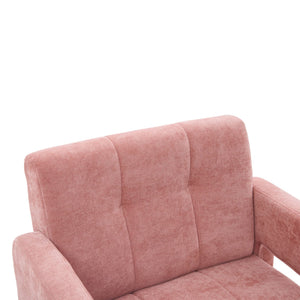 English Elm Modern Chenille Armchair with Ergonomic Curved Armrests, 500lb Capacity, Nordic Minimalist Accent Chair for Living Room Pink W395P380517