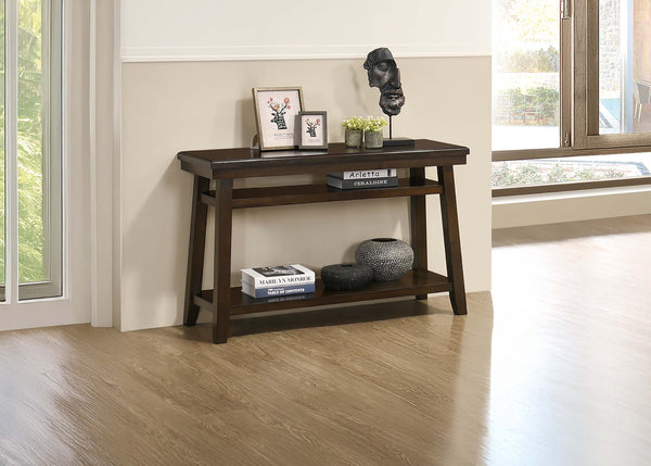 English Elm New 3pc Occasional Tables Set Walnut Finish with Open Shelf Modern Coffee End Sofa Tables, Solid Legs B011S02000