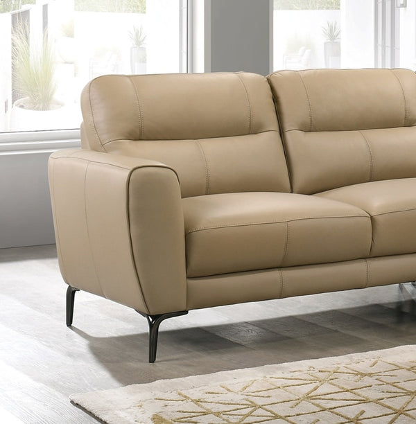 English Elm Top Top Grain Leather 2-Piece Sectional Sofa with Right-Facing Chaise, Tight-Back Stitching, Luxurious Upholstery taupe 60.9 L x 37.5 W x 30 H B011S01485