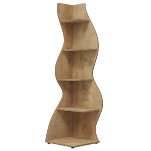 English Elm Open Arched Bookcase Six Tier Slim Natural Wood Finish Display Shelf for Any Room T3971P463606