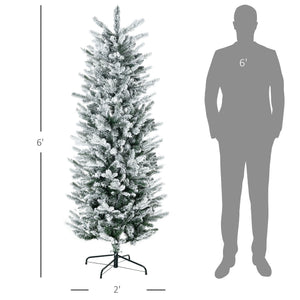 English Elm Homcom 6Ft Snow-Flocked Artificial Christmas Tree With Auto-Open Design & Steel Base For Cozy Holiday Charm W2225P229668