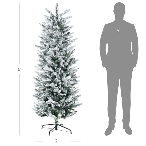 English Elm Homcom 6Ft Snow-Flocked Artificial Christmas Tree With Auto-Open Design & Steel Base For Cozy Holiday Charm W2225P229668