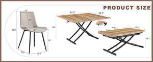 English Elm Table and Chair Set Adjustable Height Mdf Wood Grain Top with Four Pu Seats W1151S03996