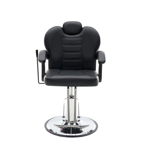 English Elm 102°-140° Heavy Duty Reclining Barber Chair with Hydraulic Pump, 360° Swivel, PU Leather, Stable Anti-Slip Base for Busy Salons and Stylists W2069P290382