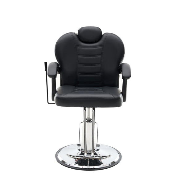 English Elm 102°-140° Heavy Duty Reclining Barber Chair with Hydraulic Pump, 360° Swivel, PU Leather, Stable Anti-Slip Base for Busy Salons and Stylists W2069P290382