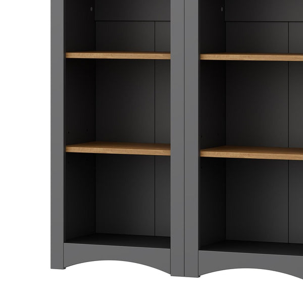 English Elm On-Trend Free Standing 5 Tier Bookshelves Set Of 2, Farmhouse Grey Cabinets With Adjustable Shelves N721P245734E-GIGA