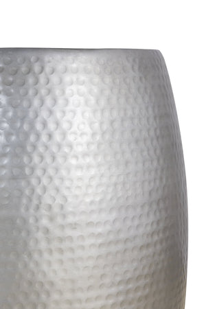 English Elm ET501 Hand-Hammered Drum End Table 21" Height — Textured Aluminum Accent Nightstand with Luxe Finish Silver B009P298419