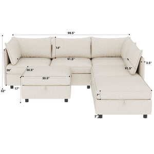 English Elm Modular Sectional Sofa With Storage, Convertible Sleeper Design For Versatile Living Room Comfort W680S00023