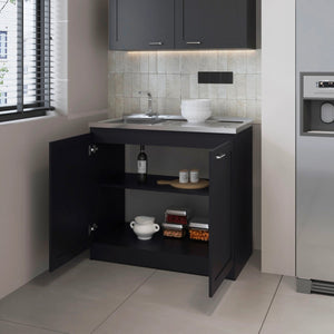 English Elm Wenge 2-Door Sink Base Cabinet with Interior Shelf, Durable Particle Board, 39"W x 36"H, Modern Utility B062S00625