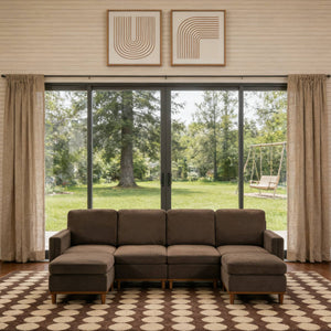 English Elm Modern Modular Sectional Sofa with Plush Cushions and Tapered Legs for Living Rooms Brown W2085S00100