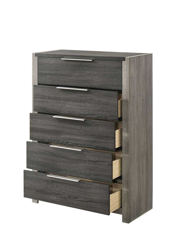 English Elm Jehoram 5 Drawer Tall Chest with Full Extension Slides for Modern Bedrooms B2756P506263
