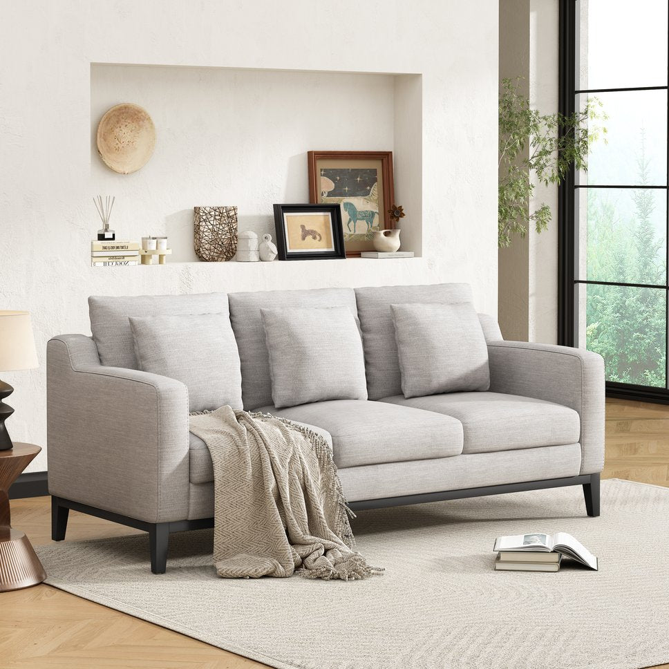 English Elm Mirod Three Seat Sofa Birch Legs Pocket Spring Support Contemporary Living Room Grey N760P243326E