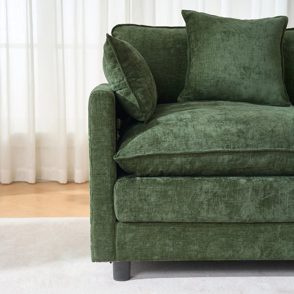 English Elm 39.4" Chenille Club Chair with Ottoman Solid Wood Frame Contemporary Living Room Seat Green W3244P427726