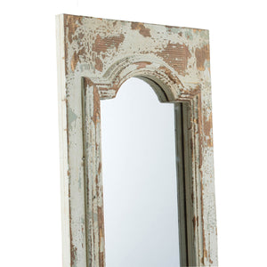 English Elm 11.8x1.6x69.3" Arched Leaning Floor Mirror Weathered Wood Frame Vintage Farmhouse W2078P492176
