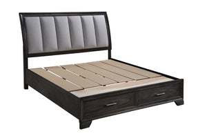 English Elm 1Pc Queen Storage Platform Bed With Plush Upholstered Headboard & Dual Footboard Drawers For Elegance B2741S00191